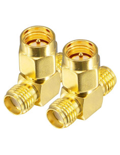 Adaptador SMA Macho a Doble SMA Hembra 50 Ohm - Paquete de 2