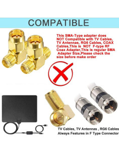 Adaptador SMA Macho a Doble SMA Hembra 50 Ohm - Paquete de 2 2