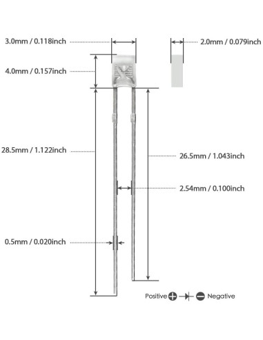 Diodo LED Blanco 2x3x4mm GuuYebe 100pcs DC 3V 20mA