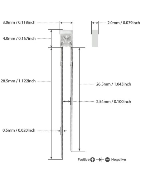 Diodo LED Blanco 2x3x4mm GuuYebe 100pcs DC 3V 20mA