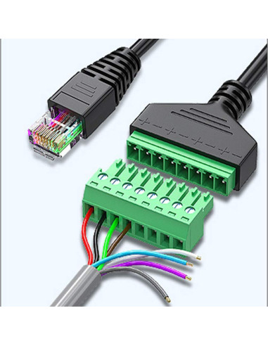 Adaptador RJ45 Macho a Terminal de Tornillo 8 Pines Jienk