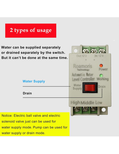 Controlador Automático de Nivel de Agua Roamoris WC02 12V