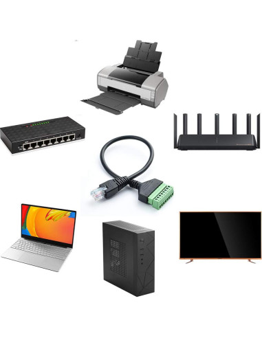 Adaptador RJ45 Macho a Terminal de Tornillo 8 Pines Jienk