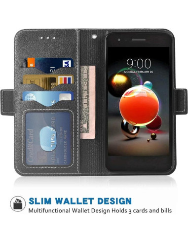 Funda de billetera para LG Aristo 3/2/Plus/1 - PU cuero negro
