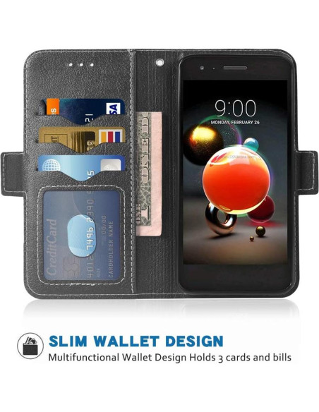 Funda de billetera para LG Aristo 3/2/Plus/1 - PU cuero negro