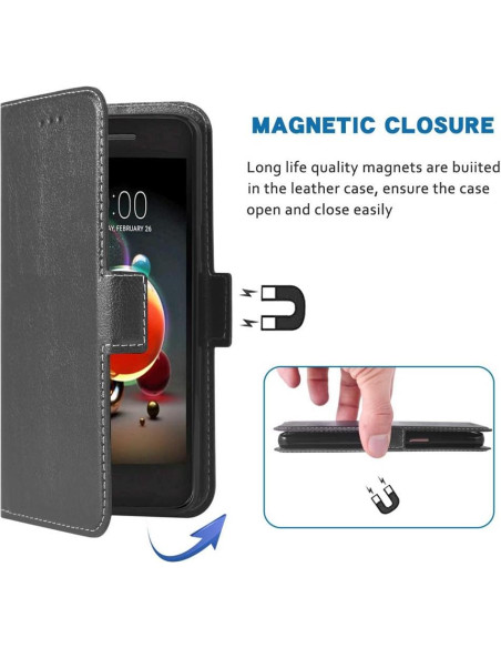 Funda de billetera para LG Aristo 3/2/Plus/1 - PU cuero negro