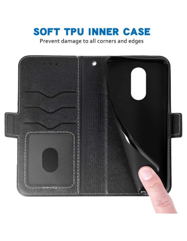 Funda de billetera para LG Aristo 3/2/Plus/1 - PU cuero negro