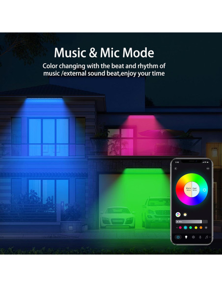 Luz de Pared LED RGBCW Yasotek 180W IP65 Control Remoto