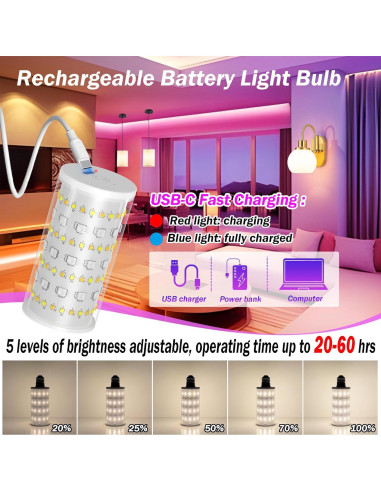 Bombillas Recargables a Batería Slywise 10000mAh RGB Control Remoto