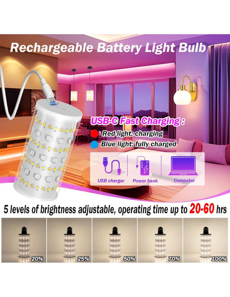 Bombillas Recargables a Batería Slywise 10000mAh RGB Control Remoto