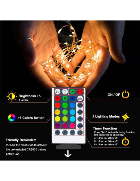 Cadena de Luces LED RGB 12m Hoofun con Control Remoto