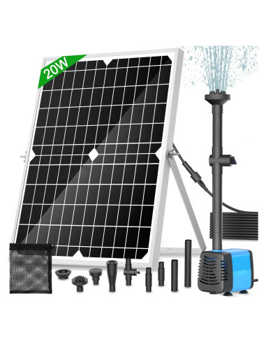 Bomba de Fuente Solar FEOXSHAL 20W con 4 Estilos de Rocío