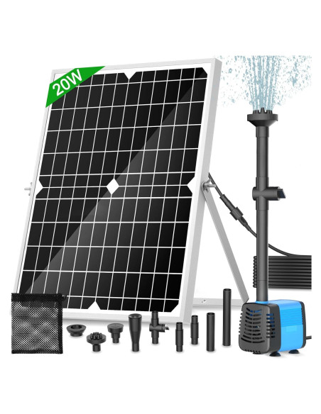 Bomba de Fuente Solar FEOXSHAL 20W con 4 Estilos de Rocío