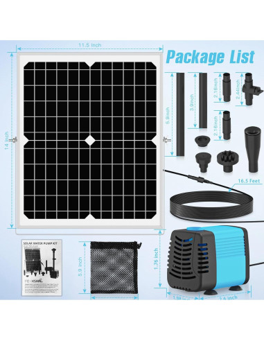 Bomba de Fuente Solar FEOXSHAL 20W con 4 Estilos de Rocío