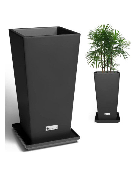 Maceta Elevens 61 cm Negra con Drenaje - 2 Paquetes