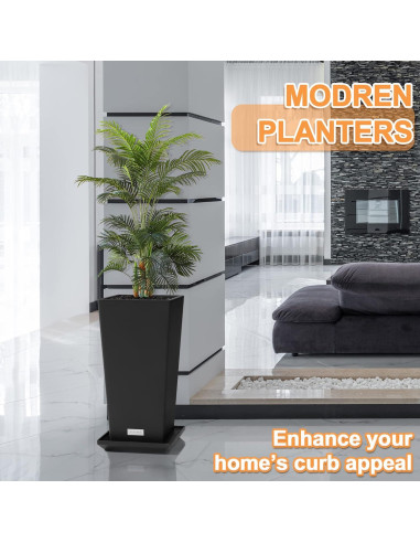 Maceta Elevens 61 cm Negra con Drenaje - 2 Paquetes