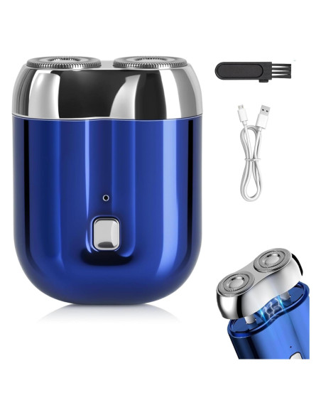 Afeitadora Eléctrica Mini Senduzll 2025 Doble Cabezal USB Azul