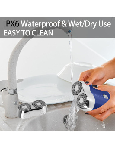 Afeitadora Eléctrica Mini Senduzll 2025 Doble Cabezal USB Azul