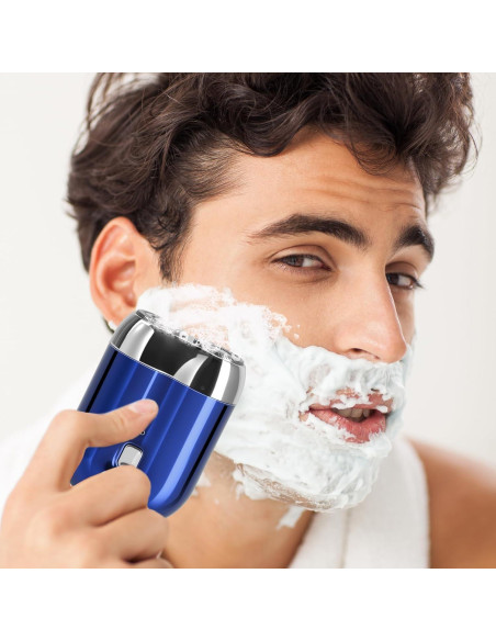 Afeitadora Eléctrica Mini Senduzll 2025 Doble Cabezal USB Azul