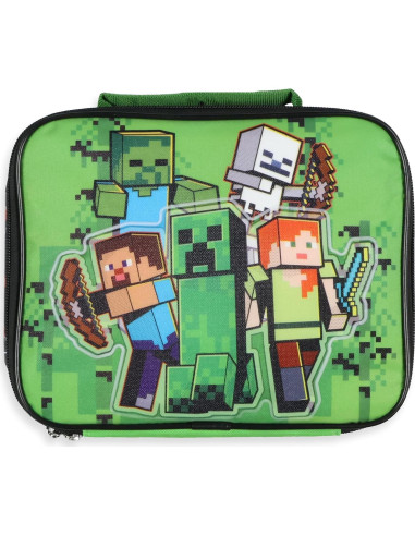 Caja de Almuerzo Minecraft Aislada con Personajes - 25.4x20.3 cm