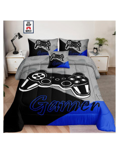 Juego de Cama Individual 5 Piezas lris Bedding Gamer Azul