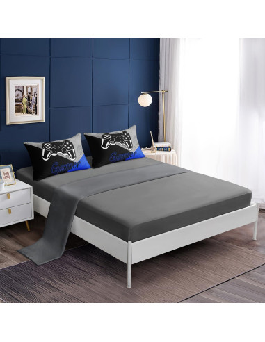 Juego de Cama Individual 5 Piezas lris Bedding Gamer Azul
