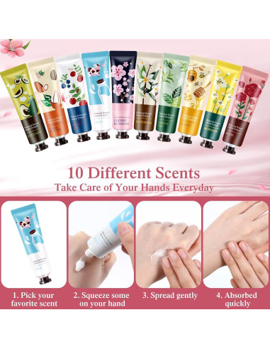 Set de 120 Cremas de Manos Dansib - 10 Fragancias Naturales