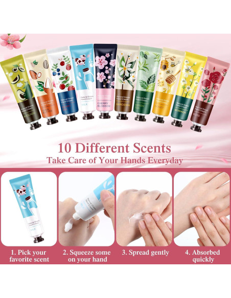 Set de 120 Cremas de Manos Dansib - 10 Fragancias Naturales