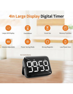 Temporizador Digital VOCOO Magnético para Cocina 99 Minutos 2