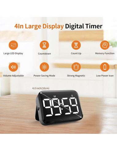 Temporizador Digital VOCOO Magnético para Cocina 99 Minutos