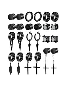 Pendientes Magnéticos ONESING 12 Pares Clip On Negros