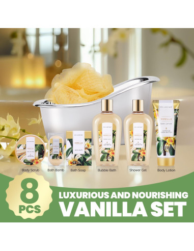 Cesta de Regalo Spa Luxetique Vainilla 8 Pcs para Mujeres