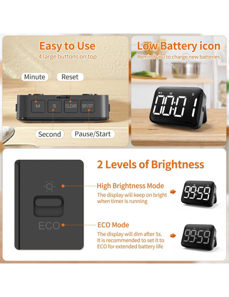 Temporizador Digital VOCOO Magnético para Cocina 99 Minutos Temporizador Digital VOCOO Magnético para Cocina 99 Minutos