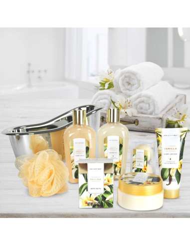 Cesta de Regalo Spa Luxetique Vainilla 8 Pcs para Mujeres