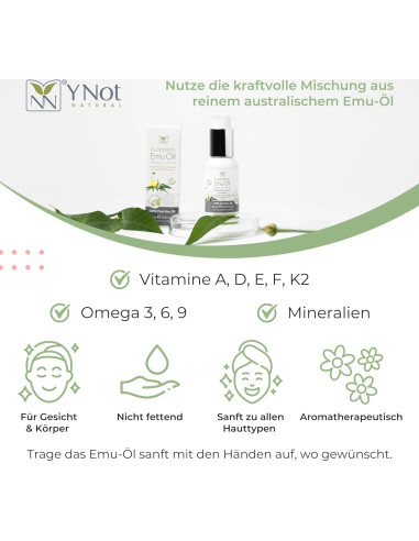 Aceite de Emú Puro Y-Not Natural 60ml Hidratante Eucalipto