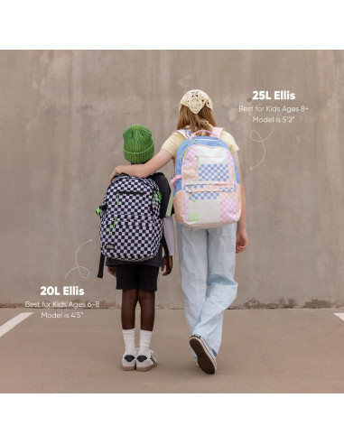 Mochila Simple Modern Ellis 25L Cuadrícula Negra y Blanca