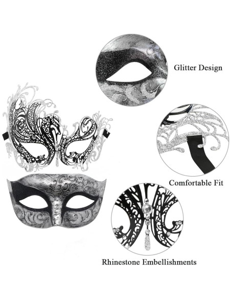 Máscaras de Fiesta para Parejas Coddsmz - Metálica y Plástica