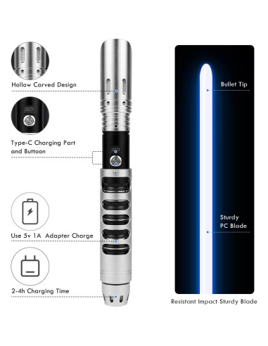 Sable de Luz Dueling CVCBSER RGB-X Plata 92 cm 15 Colores 12 Sonidos