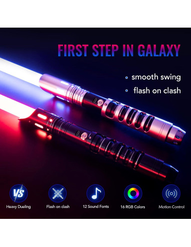 Sable de Luz Dueling CVCBSER RGB-X Plata 92 cm 15 Colores 12 Sonidos