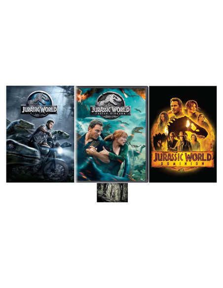 Set de 3 DVDs Jurassic World Chris Pratt + Tarjeta de Arte