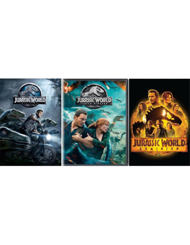 Set de 3 DVDs Jurassic World Chris Pratt + Tarjeta de Arte