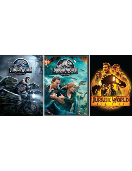 Set de 3 DVDs Jurassic World Chris Pratt + Tarjeta de Arte