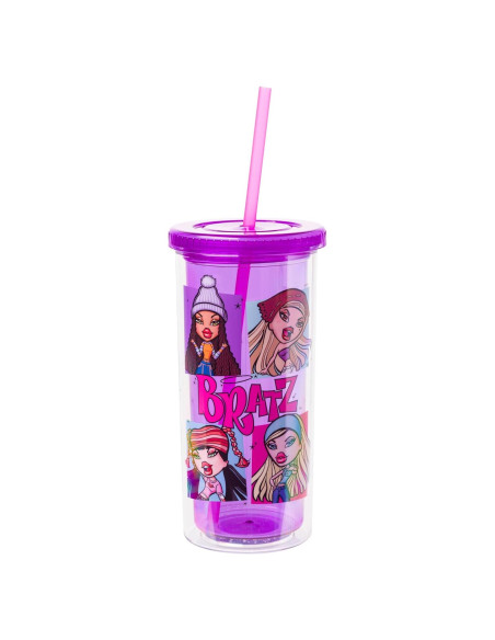 Taza Fría Alta Silver Buffalo Bratz Grid 591 ml con Cloe y amigas