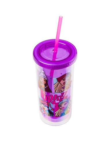 Taza Fría Alta Silver Buffalo Bratz Grid 591 ml con Cloe y amigas