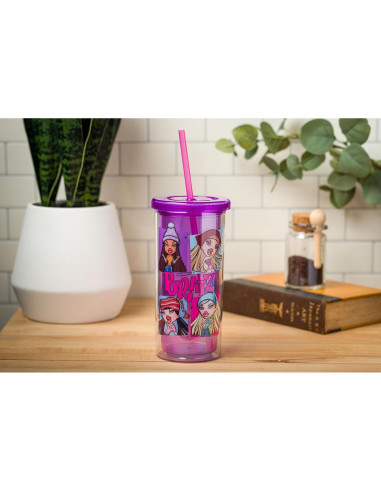 Taza Fría Alta Silver Buffalo Bratz Grid 591 ml con Cloe y amigas