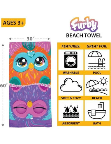Toalla de Playa Furby 76x152 cm Suave y Colorida
