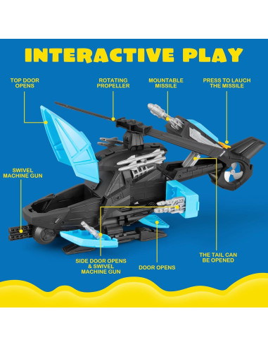 Juego de Juguete Helicóptero Policía XDUOYJOY 2-en-1 con Vehículos