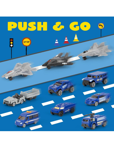 Juego de Juguete Helicóptero Policía XDUOYJOY 2-en-1 con Vehículos