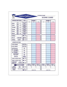 50 Hojas de Puntuación Triples Yahtzee - Calidad Premium