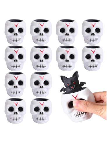 12 Juguetes Antiestrés Calavera Squishy Tlswshsy 5.6 cm
